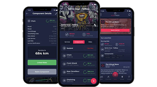 Keep track of your bike's details and individual components with Hubtiger app